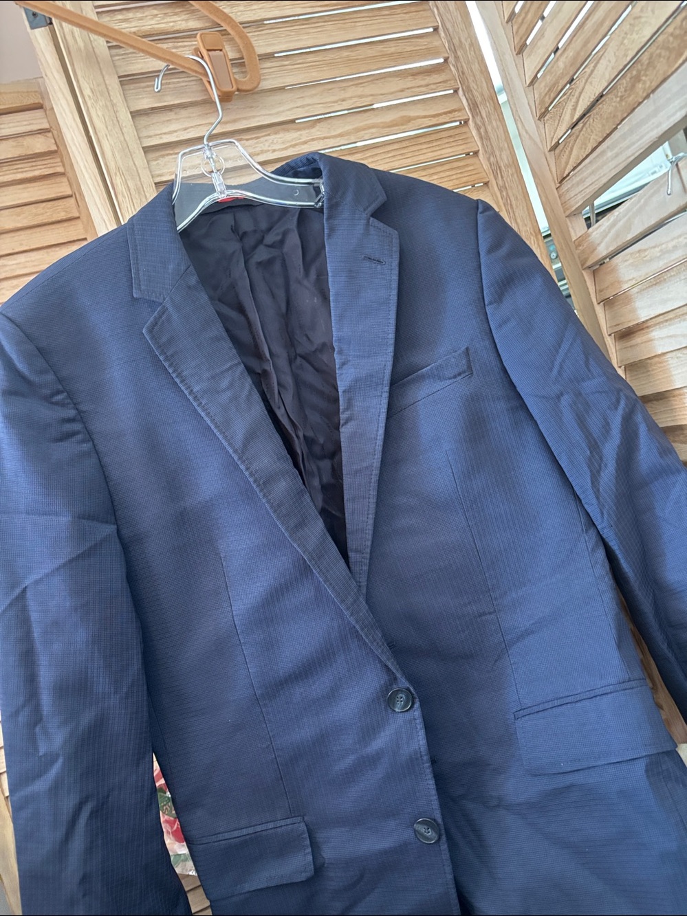 HUGO Boss Men's Navy Textured Two-Button Blazer 38R